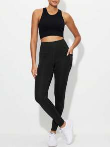 Quần legging thể thao yoga dành cho nữ, có túi lưới đựng điện thoại, quần bó, quần tập luyện Nine-Minute - màu đen - Xem 5