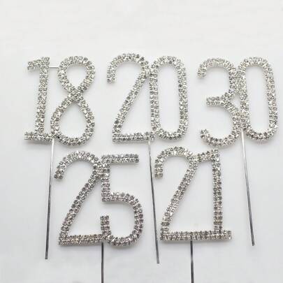 1 pieza Decoración para pastel de cumpleaños con cristal rhinestone para fiesta de boda y aniversario