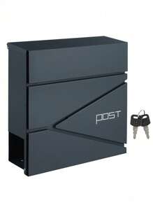 SONGMICS  Wall Mounted Post Box With Newspaper Holder, Keys, Easy To Install, Modern Design, Charcoal Grey - Dark Grey - View 8