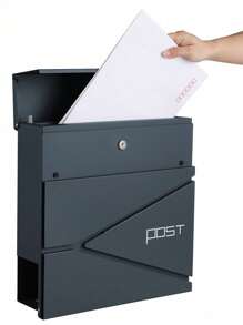 SONGMICS  Wall Mounted Post Box With Newspaper Holder, Keys, Easy To Install, Modern Design, Charcoal Grey - Dark Grey - View 7