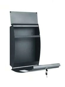 SONGMICS Mailbox, Wall-Mounted Lockable Post Letter Box With Viewing Windows, Nameplate, And Keys, Easy To Install, Grey - Dark Grey - View 7