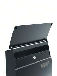 SONGMICS Mailbox, Wall-Mounted Lockable Post Letter Box With Viewing Windows, Nameplate, And Keys, Easy To Install, Grey - Dark Grey - View 5