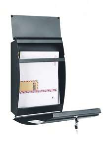 SONGMICS Mailbox, Wall-Mounted Lockable Post Letter Box With Viewing Windows, Nameplate, And Keys, Easy To Install, Grey - Dark Grey - View 4