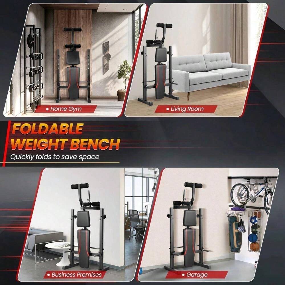 Standard Weight Bench Set With Squat Rack, Adjustable Bench Press Set