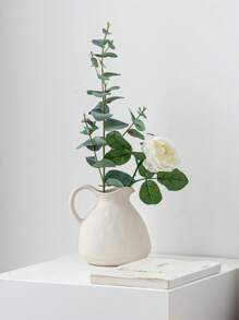 1 Bình gốm sứ cổ điển tối giản, hoàn thiện mờ có tay cầm, thích hợp để trang trí phòng, trang trí nhà cửa, cắm hoa để bàn, trang trí đám cưới, quà tặng cá nhân hóa, bình hoa, mùa tựu trường - Màu be - Xem 5