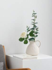 1 Bình gốm sứ cổ điển tối giản, hoàn thiện mờ có tay cầm, thích hợp để trang trí phòng, trang trí nhà cửa, cắm hoa để bàn, trang trí đám cưới, quà tặng cá nhân hóa, bình hoa, mùa tựu trường - Màu be - Xem 7