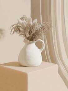 1 Bình gốm sứ cổ điển tối giản, hoàn thiện mờ có tay cầm, thích hợp để trang trí phòng, trang trí nhà cửa, cắm hoa để bàn, trang trí đám cưới, quà tặng cá nhân hóa, bình hoa, mùa tựu trường - Màu be - Xem 2