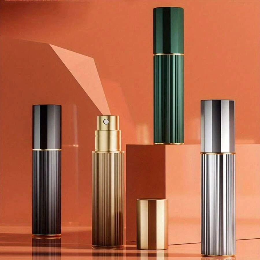 زجاجات عطر محمولة من الألومنيوم سعة 5-10 مل - ملء من الأسفل، رذاذ فراغي، اكسسوارات سفر، قابلة لإعادة التعبئة، رذاذ لحاويات السوائل، ديكور المنزل والحمام، ديكور الخريف، عودة إلى المدرسة