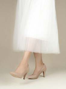 Stiletto con tacon delgado mediano - Beis - Ver 7