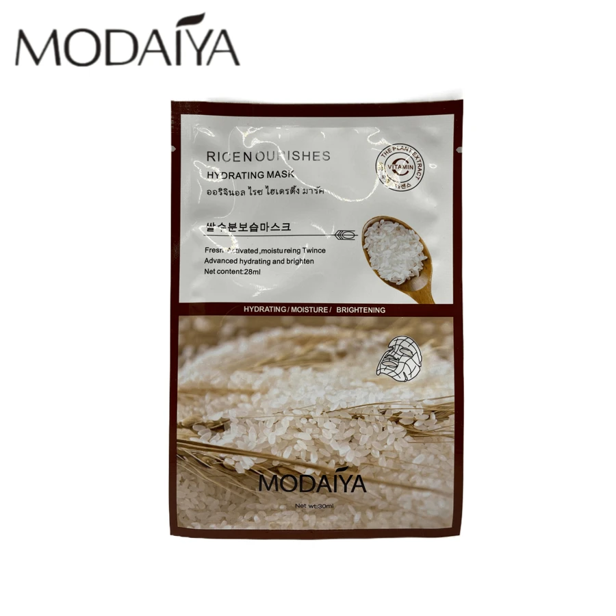 MODAIYA Mascarillas Faciales con Ingredientes Naturales como Ácido Hialurónico, Arroz y Carbón Activado - Hidrata, Nutre y Rejuvenece Tu Piel, Proporcionando Luminosidad y Frescura para Todo Tipo de Piel - Mascarilla Arroz - Ver 1