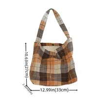 1 Túi đeo vai đơn giản đa năng thông thường, Túi vải kẻ caro cổ điển, Túi tote Hàn Quốc nhẹ, Thích hợp cho nhân viên văn phòng đi làm, Cuộc sống trong khuôn viên trường và du lịch hàng ngày của sinh viên, Du lịch cho người yêu thích văn học và nghệ thuật - Nhiều màu - Xem 10