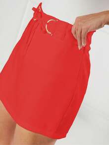 K&K FASHION Shorts Skirt With Hoop And Bow - Đỏ - Xem 8
