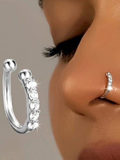 1 pièce Clip d'oreille avec strass pour femme, accessoire mode cadeau pour un port quotidien