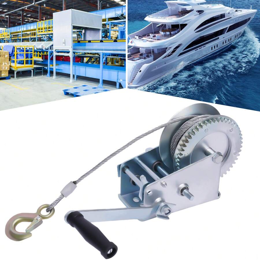 YUNRUX 1588kg 10m Professional Hand Winch Trailer Cable Winch With Wire Rope For Trailer Truck Car - 銀色 - 查看 1