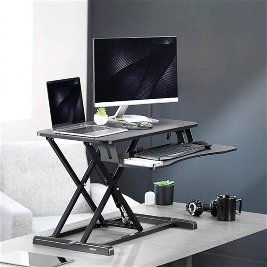 Desk Converter, K Series, Height Adjustable Sit To Stand Riser, Dual