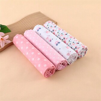 4pcs Neutral Baby Swaddle Blanket Set, Simple Design Love Valentine