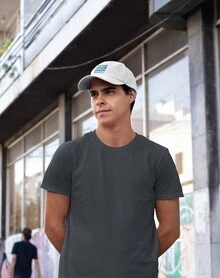 Men's T-Shirt 100% Cotton Premium  Cotton Streetwear Shirt - 深灰色 - 查看 2