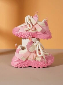 Casual Lace-Up Chunky Sneakers, For Boys And Girls - Breathable And Comfortable Walking Shoes, Spring And Autumn