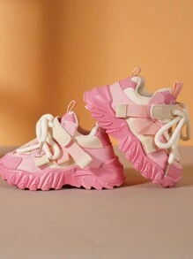 Casual Lace-Up Chunky Sneakers, For Boys And Girls - Breathable And Comfortable Walking Shoes, Spring And Autumn