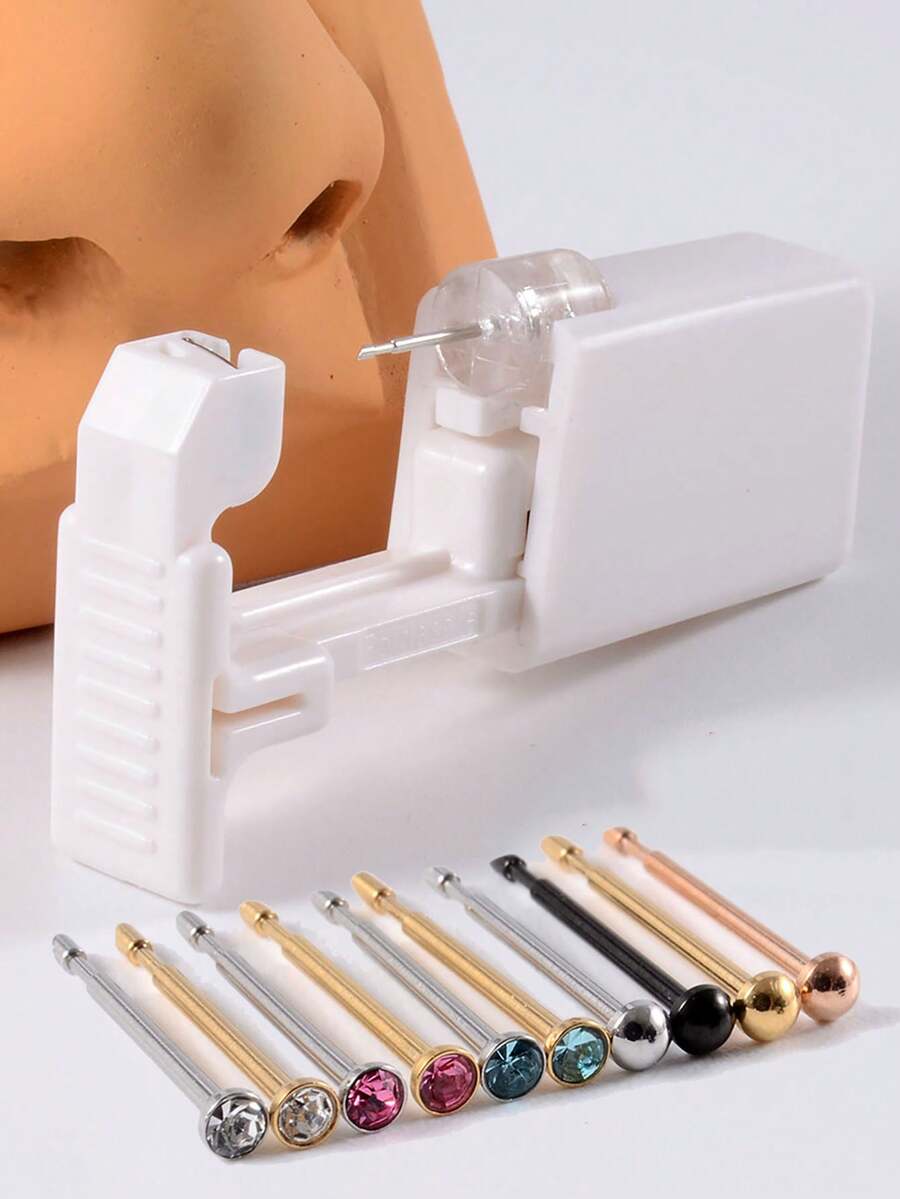 1 Unit Disposable Safe Sterile Nose Piercing Unit, Gem Nose Studs New