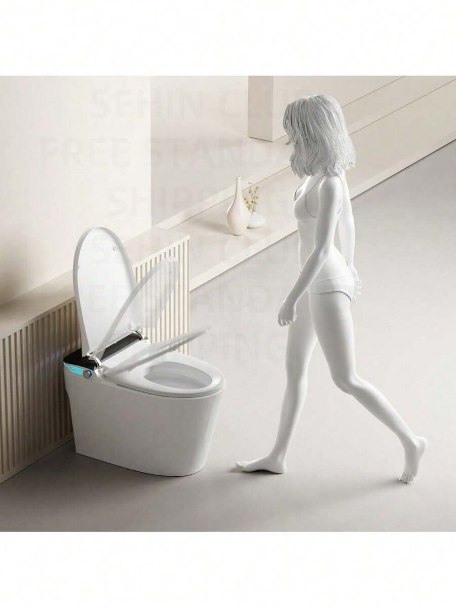 Smart Toilet With Voice Control And Bubble Shield, Heated Bidet Seat