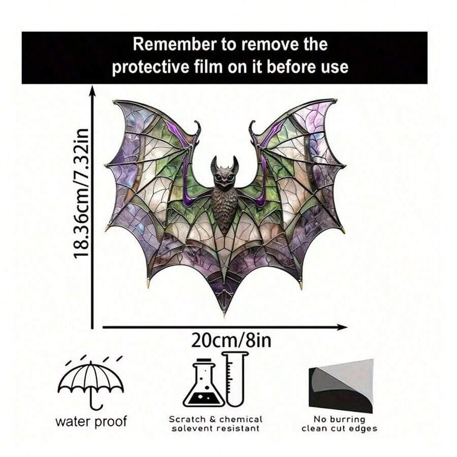 1pc New Acrylic Bat Decor For Halloween Window, Indoor & Outdoor Wall