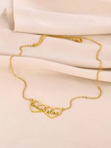 1PC Custom Necklace Personalized Heart Necklace Gold Color Stainless Steel Heart Necklace Gift For Mom Couple Personalised Minimalist Jewelry Gift