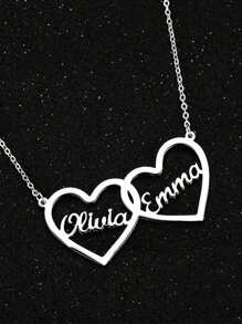 1PC Custom Necklace Personalized Heart Necklace Gold Color Stainless Steel Heart Necklace Gift For Mom Couple Personalised Minimalist Jewelry Gift