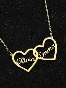 1PC Custom Necklace Personalized Heart Necklace Gold Color Stainless Steel Heart Necklace Gift For Mom Couple Personalised Minimalist Jewelry Gift