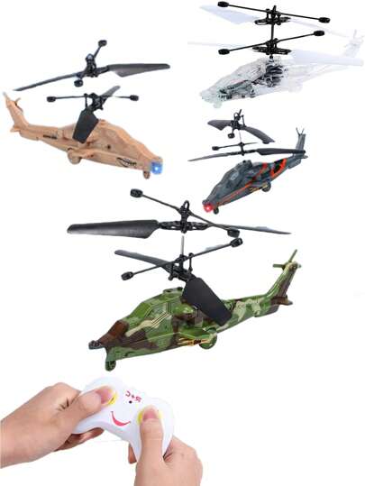 1pc Children's Sensor RC Helicopter, Anti-Drop Material, RC Helicopter. Christmas, Children's Gift RC Helicopter RC Plane Plastic Flying Toy Gesture Sensor Flying Machine Interactive Educational Toy With LED Lights For Boys And Girls (With Remote Control Version And Without Remote Control Version, Handmade Measurement May Have Slight Deviation, Accessory Colors Sent Randomly)