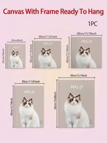 1pc Framed Personalised Pet Portrait, Custom Pet Portrait From Photo, Custom Cat Portrait, Custom Dog Portrait, Pet Memorial Ideas, Perfect Gift And Decoration, Pet Art Ornamental Exquisite, Stylish, For Anniversaries, For Valentine's Day, For Mother's Day, For Birthdays, For Children's Day, For Graduation, For Weddings, For Housewarming Dining Room, Living Room, Bedroom, Office, Tea Room, Home, Valentine Day, Valentine Day Decor Gifts, Slow Summer Living, Customized Wall Art, Chic Autumn