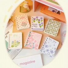 4 件装 A7 线圈笔记本，花卉系列郁金香图案迷你笔记本，别致设计的学生记事本 - 查看 5