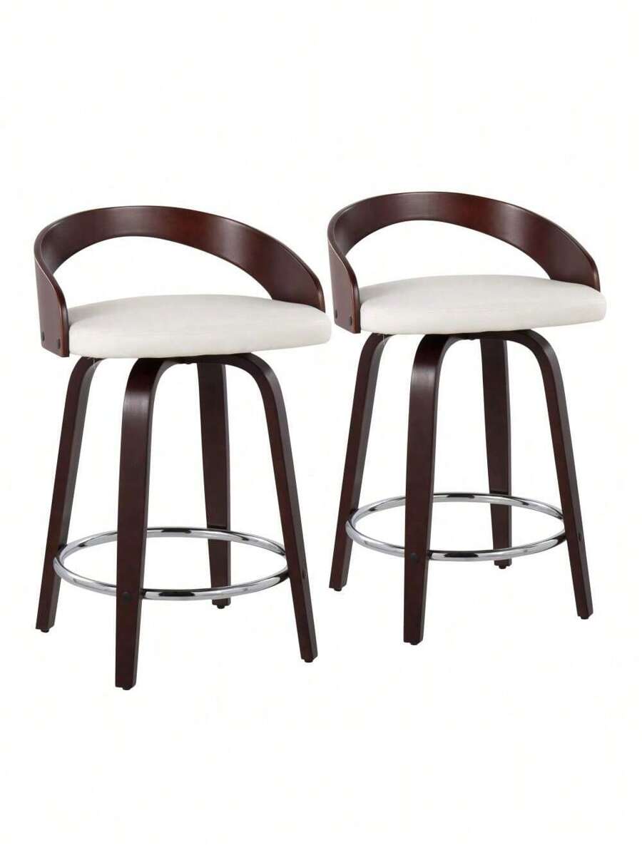 Grotto MidCentury Modern Counter Stool With Swivel In Cherry With