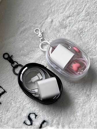 1pc New Fashion Portable Compact Transparent Waterproof Zipper Storage Pouch, Suitable For Earphones, Chargers, Cables, Lipstick, Perfume, Keys, Bracelets, Cosmetics And Other Items, Multi-Function Hook Organizer Bag, Essential For Travel, Business Trip, Vacation, Back To School, Hiking Back To School Supplies
