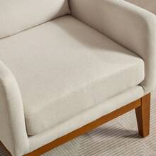 CAPCAEK 26.18" Wide Modern Accent Chair,Polyester Blend High Back Reading Chair ,Upholstered Armchair Club Chair,Single Sofa With Wood Legs For Living Room,Bedroom,Reading Room,Office - Màu be - Xem 5