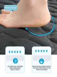 1 件大号浮雕石纹多用途防滑浴室垫，适用于浴室、卫生间、门口和其他家居装饰，所有季节，可机洗家居浴室装饰浴室地毯地毯户外地毯门垫夏季浴室配件 - 黑色 - 查看 7