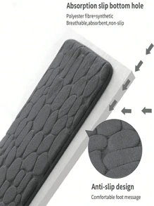 1 件大号浮雕石纹多用途防滑浴室垫，适用于浴室、卫生间、门口和其他家居装饰，所有季节，可机洗家居浴室装饰浴室地毯地毯户外地毯门垫夏季浴室配件 - 黑色 - 查看 8