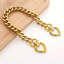 1pc Heart Shape Metal Purse Chain Strap Extender For Accessory Charms, Crossbody Shoulder Handbags Strap Chain - Gold - View 10