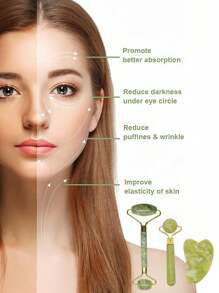 Set de 1/3 piezas de rodillo de jade y raspador Gua Sha, rodillo facial de masaje con herramienta de raspado Gua Sha, masajeador de piedra de jade para anti-envejecimiento, adelgazamiento y firming, rejuvenecer rostro y cuello, eliminar arrugas y bolsas en los ojos, raspador Gua Sha de acero inoxidable