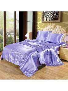 Juego de cama de seda de satén para cama Queen o King, que incluye edredón, cobertor, sábana plana y sábana ajustable - Marrón - Ver 11