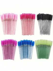 300 piezas 100 piezas 50 piezas Pinceles negros desechables de alta calidad para los ojos - Suaves, delicados, precisos para extensiones de pestañas, cejas y maquillaje, aptos para piel normal - Sin fragancia, varilla de plástico ABS, diseño de pincel de palma, fácil de usar - Set de maquillaje para ojos de mamá