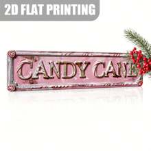 1pc, 16-Inch X 4-Inch Rectangular Aluminum Sign For Candy Lovers, Featuring "Candy Cane" Text With Candy Cane Icon, Pink Retro Design, Perfect Gift For Friends And Family, Waterproof Birthday Home Decor Christmas Decorations Room Decor Christmas - Multicolor - View 5
