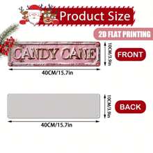 1pc, 16-Inch X 4-Inch Rectangular Aluminum Sign For Candy Lovers, Featuring "Candy Cane" Text With Candy Cane Icon, Pink Retro Design, Perfect Gift For Friends And Family, Waterproof Birthday Home Decor Christmas Decorations Room Decor Christmas - Multicolor - View 2