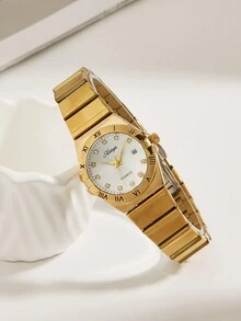 XIVIYA 1 Đồng hồ đeo tay thạch anh mặt số kim cương nghệ thuật màu vàng dành cho nữ, Quà tặng ngày lễ cổ điển cho Lễ Tạ ơn - Vàng - Xem 1