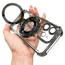 1 个银色磁力指环支架，豪华电镀透明四角防摔框架带镜头膜，亚克力 + 硅胶软边 TPU 二合一兼容无线充电硬质手机壳，兼容 Apple 和 Galaxy S24 Ultra/S24 Plus/S24/S23 Ultra/S23 Plus/S23/S22 Ultra/S22 Plus/S22/S21 Ultra/S21 Plus/S21 FE/S23 FE/S20 Ultra/S20 Plus/S20 FE 和 Mate 30 Pro/40 Pro/50 Pro/60 Pro/P30 Pro/40 Pro/50 Pro/60 Pro 防水防震防刮 - 銀色 - 查看 3