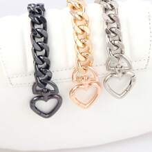 1pc Heart Shape Metal Purse Chain Strap Extender For Accessory Charms, Crossbody Shoulder Handbags Strap Chain - Gold - View 6
