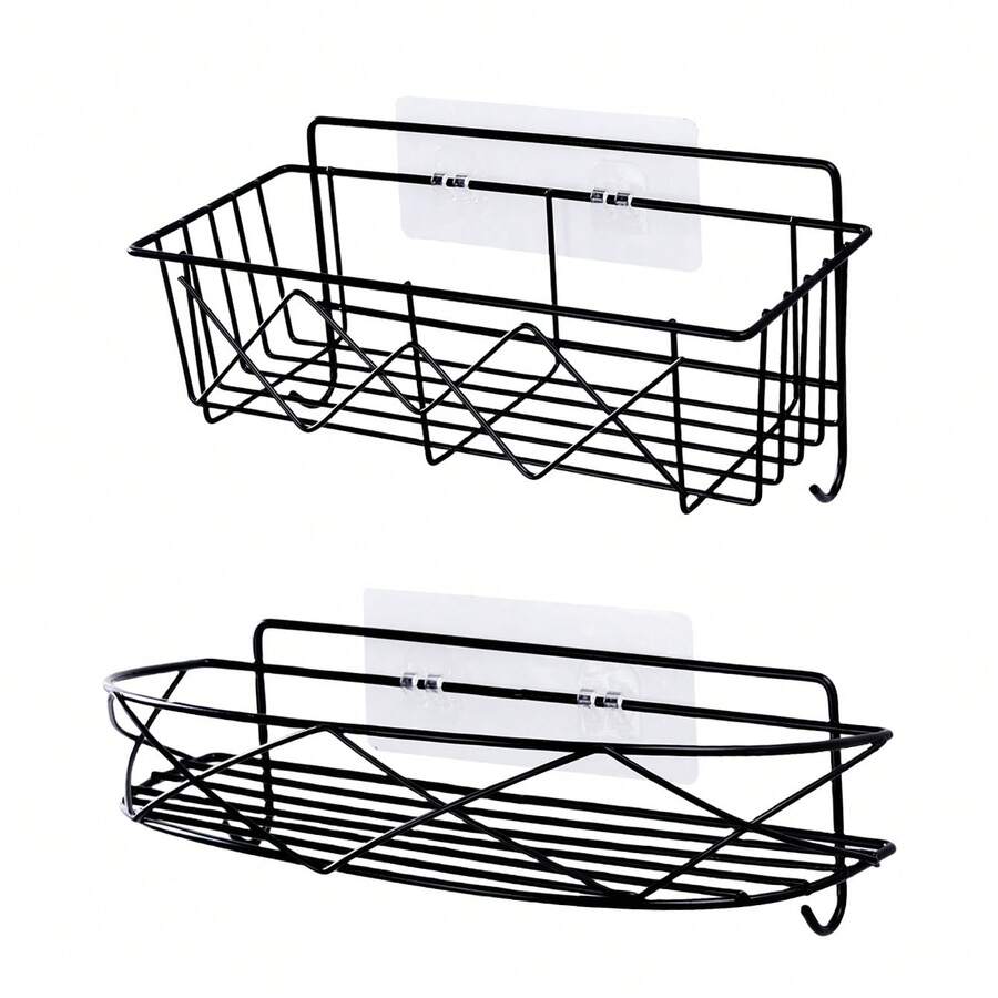 2 chiếc giá để đồ đa năng màu đen phong cách Scandinavia cho phòng tắm và nhà bếp - màu đen - Xem 1