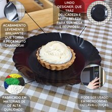 Plastic Petal Dessert Plate Various Colors Kit 10 Units For Dessert Savory Or Sweet Dishes - 黑色 - 查看 2