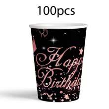 80 peças/conjunto de utensílios de mesa descartáveis para festa de aniversário, pratos de papel descartáveis com tema de feliz aniversário, copos e guardanapos à - Multicolorido - Ver 9