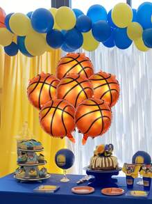 6件套篮球铝箔气球，运动派对气球，篮球场装饰，运动主题派对用品，生日派对装饰 - 彩色 - 查看 3